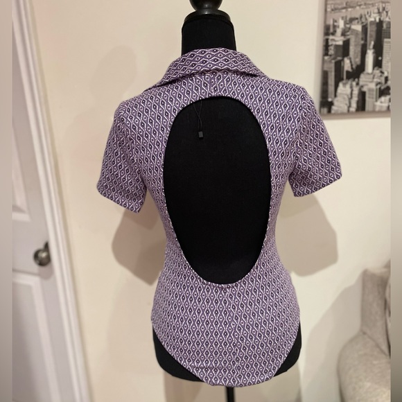 Zara open back collared bodysuit purple - Picture 2 of 6